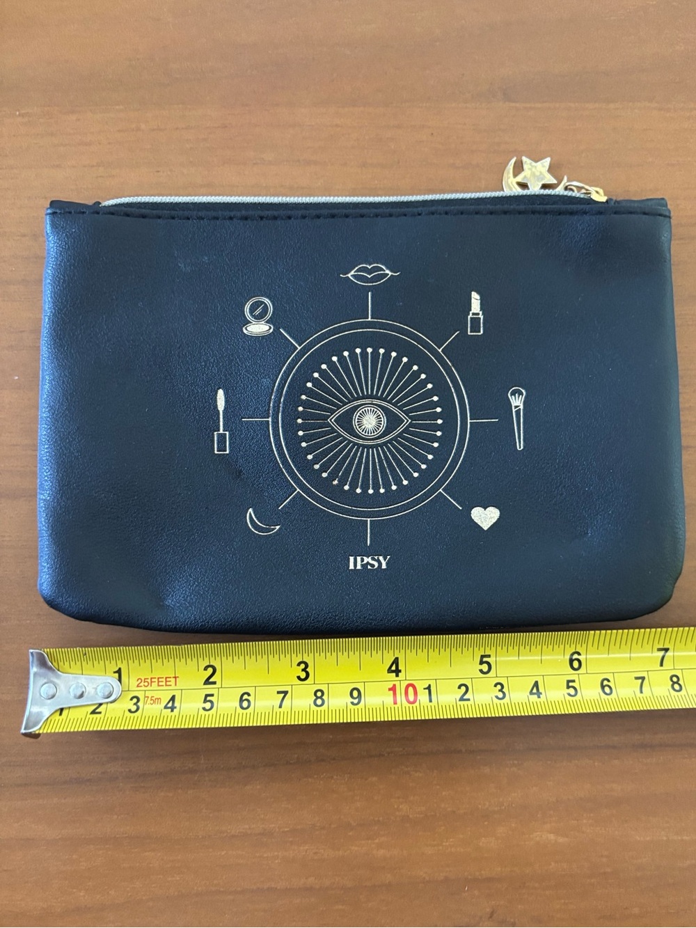 ipsy Black Cosmetic Pouch with Gold Celestial Design October 2020